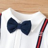 PATPAT Baby Newborn Infant Boys Gender Neutral Long Sleeve Button Grey Bow Tie Romper Jumpsuit Outfits Clothes - 3 of 4