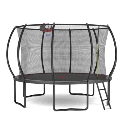 VisioGear Trampolines, Trampoline with Safety Enclosure Net, Trampoline with Basketball Hoop, Black, 144"*144"*102"