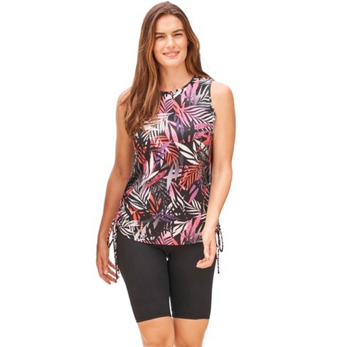 Swim 365 Women's Plus Size Swim Tank Coverup With Side Ties, 38/40 - Multi  Textured Palm : Target