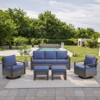 POCASSY 5 Piece Outdoor Sofa Couch Set with Swivel Patio Chairs and Ottomans, All Weather Wicker and Olefin Cushion Cover Outdoor Patio Furniture Set - 2 of 4