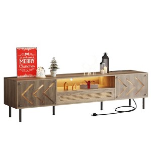 DOMETOUR 71 Inch TV Stand with LED Lights & Power Outlet, Living Room Gaming Media Console for TVs Up to 80 Inch with 2 Cabinets - 1 of 4