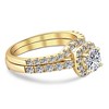 Pompeii3 1 1/4Ct Diamond Cushion Halo Engagement Wedding Ring Set 10k Yellow Gold - 2 of 4