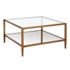 Modern Square Coffee Table in Brass and Gold with Mirrored Shelf - Henn&Hart - 4 of 4