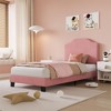 Twin Size Velvet Bed Frame, with Soft Corduroy Upholstered, Durable Wooden Slats and Noise Free Support, No Box Spring Needed, Pink - 4 of 4
