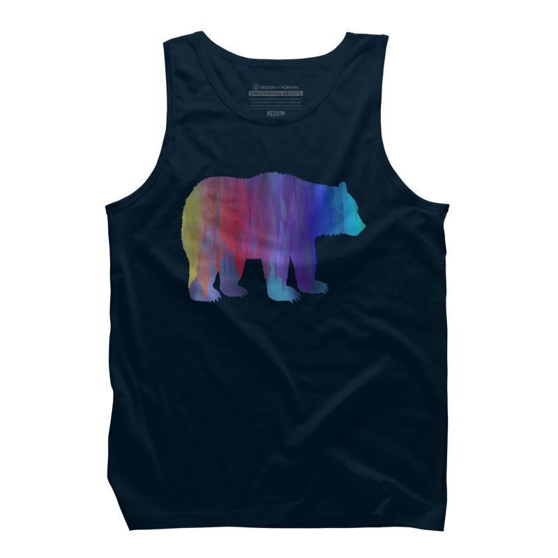 Adult Design By Humans Rainbow Watercolor Artistic Bear By Maryedenoa Tank Top, 1 of 3
