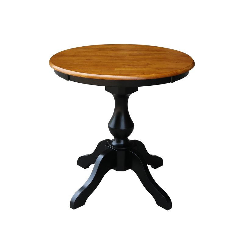 30" Lucy Round Top Pedestal Table Dining Height Black/Cherry - International Concepts, 1 of 7