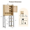 Rattan Over The Toilet Storage Cabinet with Adjustable Shelf and Wood Rack, Tall Storage Shelves - 2 of 4