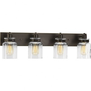 Progress Lighting Calhoun 4-Light Bath Vanity, Brushed Nickel, Clear Glass Shade - 1 of 4