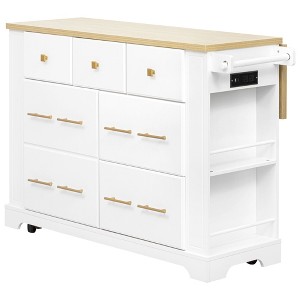 NicBex Modrn Kitchen Island with Drop Leaf & Pull Out Trash,Rolling Kitchen Cart with Wheels & Drawers,Storage Cabinet Folding Dining Table - 1 of 4