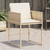 vidaXL Patio Chairs - Cushions Included, Beige Poly Rattan, Outdoor Furniture, 4-Piece Set - Compact Foldable Chairs with Removable Covers - 2 of 4