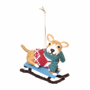 Gallerie II Red Sweater Sleigh Dog Ornament - 1 of 3