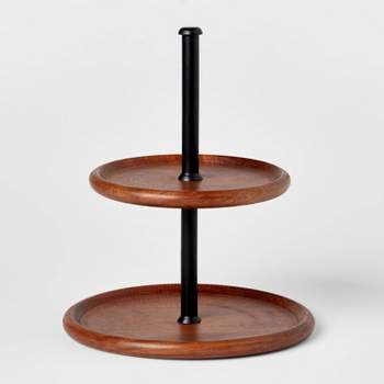Wood and Iron 2-Tier Serving Stand - Threshold™