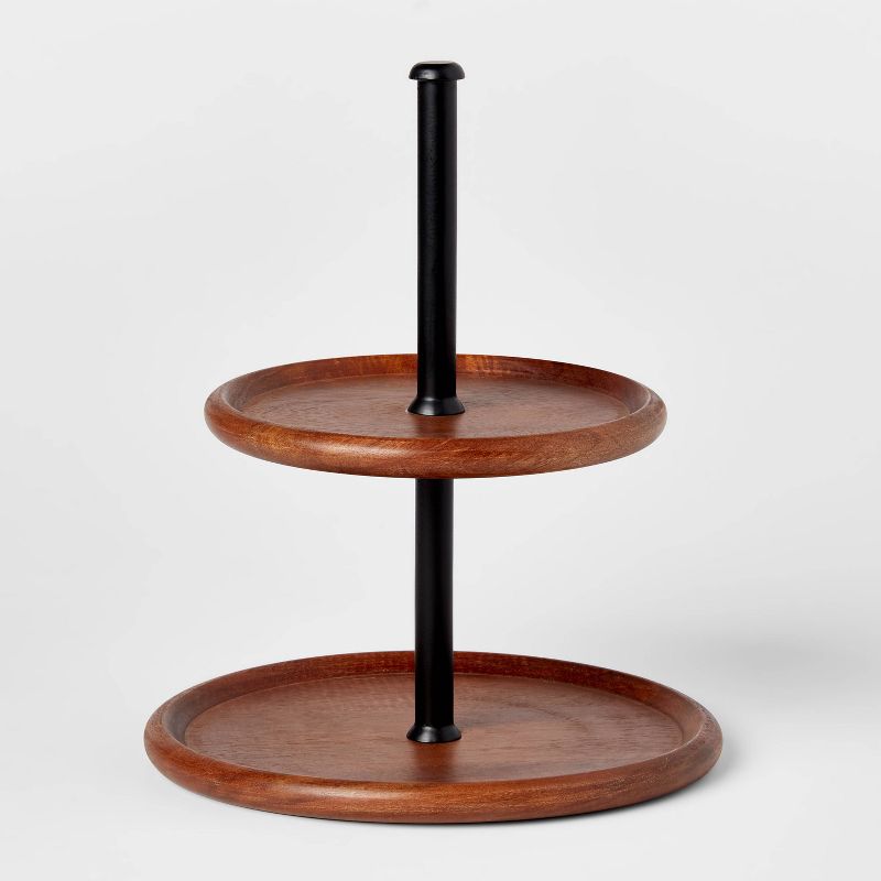 Wood and Iron 2-Tier Serving Stand - Threshold&#8482;, 1 of 5