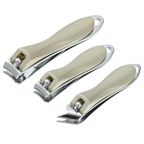 Unique Bargains Nail Clippers Set Fingernail Toenail Cutter Clippers with  Nail File Stainless Steel Gray 3 Pcs Champagne