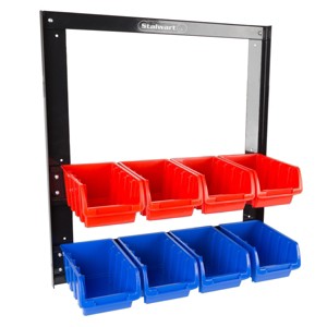 8 Bin Storage Rack Organizer- Wall Mountable Garage Shelving with Removeable Bins for Tools, Hardware, Crafts by Fleming Supply - 1 of 4