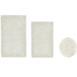 Edge Bath Rug 100% Premium Cotton Ultra-Soft Water Absorbent Tufted Solid Reversible 3 Piece Bathroom Rug Set for Machine Washable Bathmat - 1 of 4