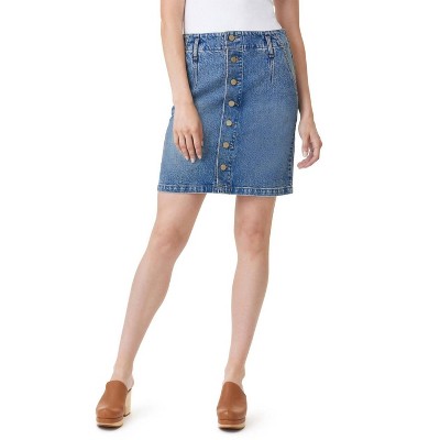 Women's Button Front Denim Mini Skirt - Habitual
