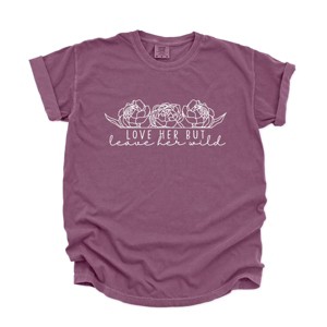 Simply Sage Market Leave Her Wild Floral Garment Dyed Tee - XL - Berry - 1 of 4