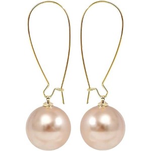 Champagne Pearl Drop Hoop Earrings – Statement Single Pearl Earrings for Women - 1 of 4