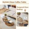 Maggift Patio End Tables, Glass Top Round Coffee Table, Double Layer Design, Suitable for Living Room, Patio, Bedroom, Brown, 47"*29.5"*16.7" - 3 of 4