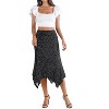 Women's Flowy Handkerchief Hem Midi Skirt - Asymmetric Boho Chic A-Line Skirt Black Polka Dots - 3 of 4