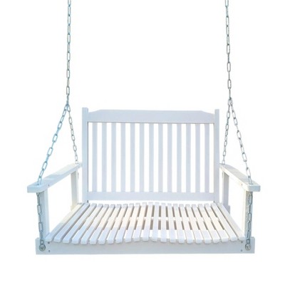 46.46"Front Porch Swing with Armrests, Wood Bench Swing with Hanging Chains