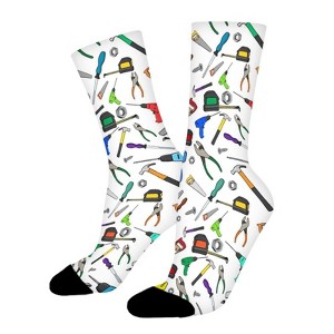Cartoon Tools Hardware Women Printed Crew Socks Funny Funky Socks Soft Polyester Novelty Gifts for Artists Men - 1 of 1