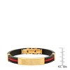 Steeltime Men's 18k gold plated stainless steel our father prayer black rubber bracelet. Color Options: Black, Blue, Red, Orange, Brown - 3 of 4