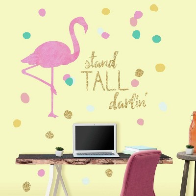 Stand Tall Flamingo Peel and Stick Wall Decal with Glitter - RoomMates