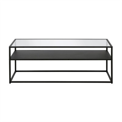 Ada 46'' Rectangular Blackened Bronze Metal & Glass Coffee Table