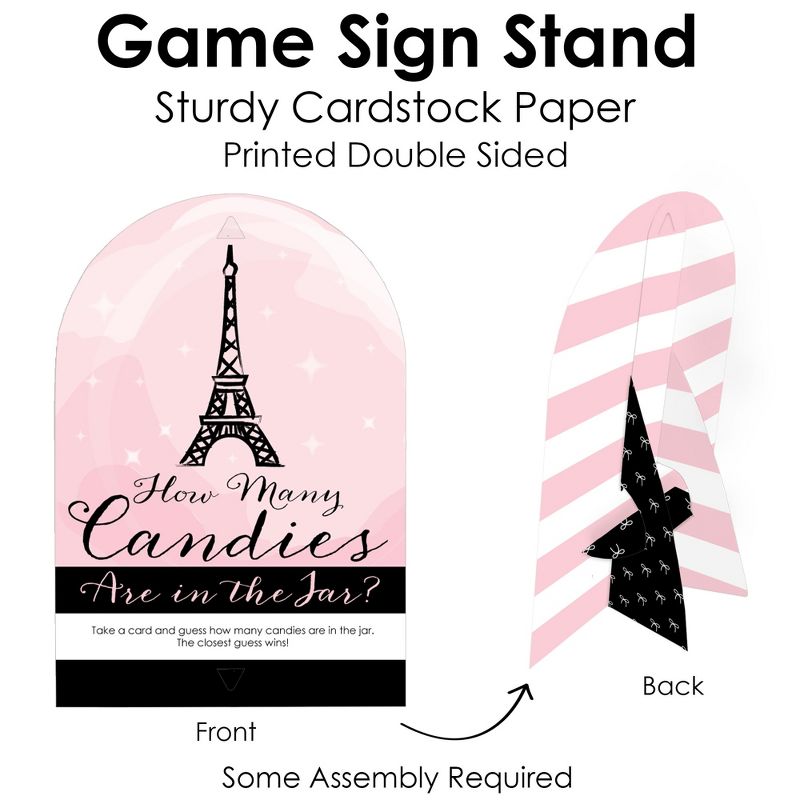 Big Dot of Happiness Paris, Ooh La La - How Many Candies Paris Themed Baby Shower or Birthday Party Game - 1 Stand and 40 Cards - Candy Guessing Game, 5 of 9