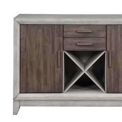 Transitional Abacus 54" Gray-Brown Sideboard with Wine Rack