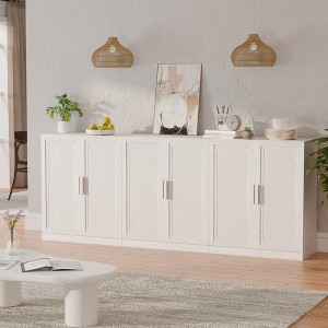 3-Set Wooden Door Sideboard Buffet Storage Cabinets with Adjustable Shelves - 93"Lx36"H - 1 of 4
