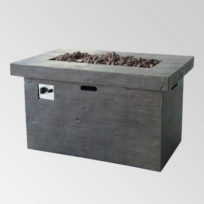 Custer Outdoor Rectangular Fire Pit - Brown - Christopher Knight Home