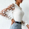 Womens Long Sleeve Crew Neck Lace Mesh Floral Knit Top - 4 of 4