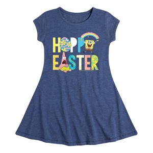 Girls' - SpongeBob Squarepants - Hoppy Easter Icons Fit & Flair Cap Sleeve Dress - 1 of 4