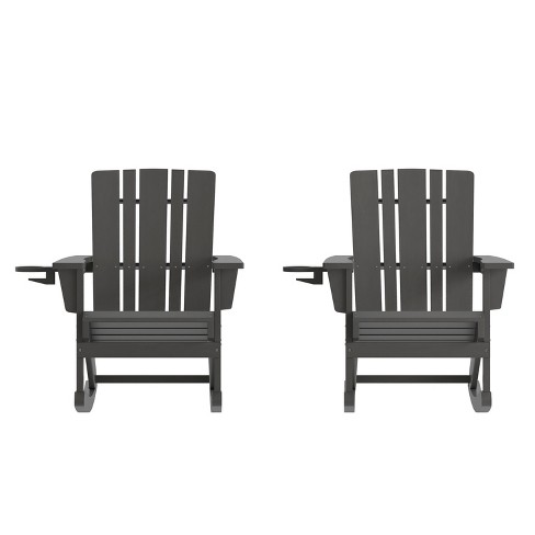 Flash Furniture Halifax HDPE Adirondack Chair with Cup Holder and Pull Out Ottoman, All-Weather HDPE Indoor/Outdoor Chair - image 1 of 4