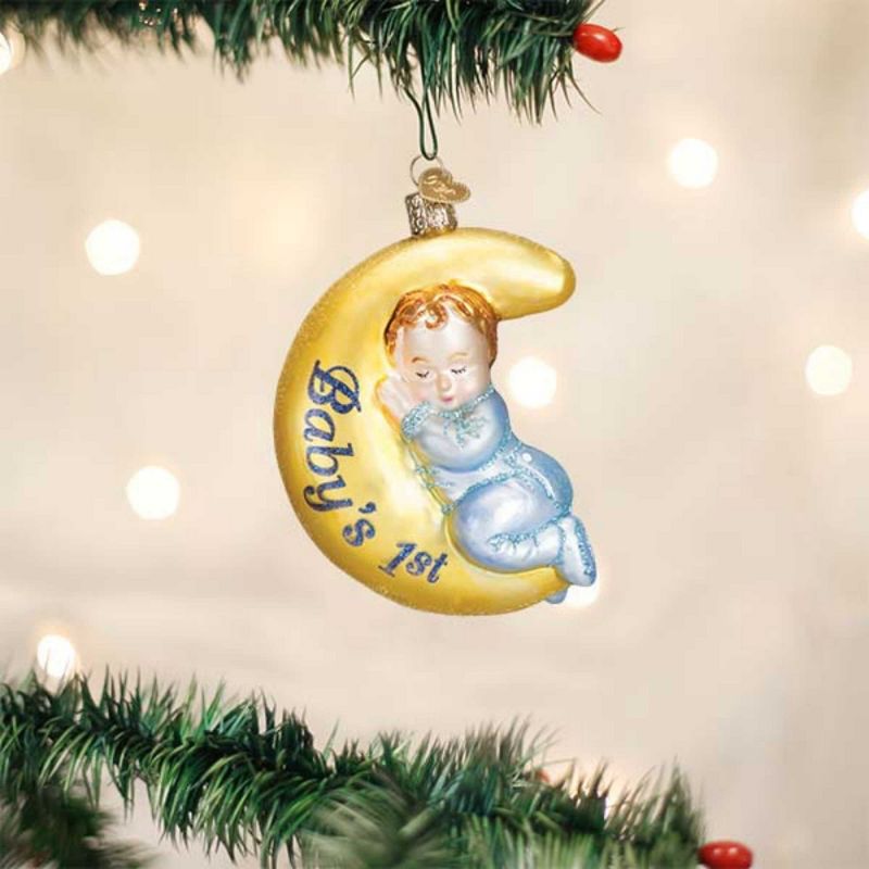 Old World Christmas 4.0 Inch Dreamtime Boy Moon Ornament Tree Ornaments, 2 of 4