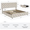 Homhougo Full Size Bed Frame with 4 Storage Drawers, Upholstered Platform Bed Frame with Adjustable Headboard, Diamond Stitched Button Tufted, Grey - 2 of 4