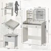 Vanity Desk with LED Light Mirror and Charging Station,Small Makeup Vanities Set with 2 Drawers - 2 of 4