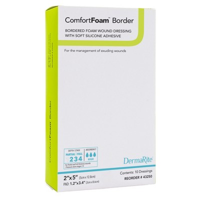 Comfortfoam Border Foam Dressing 2 X 5 Inch Rectangle Polyurethane Foam ...