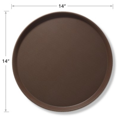 Jubilee 14" Round Brown Non-Skid Restaurant Serving Trays, Set of 2