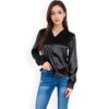 Anna-Kaci Women's Satin V-Neck Blouse with Long Sleeves - 2 of 4