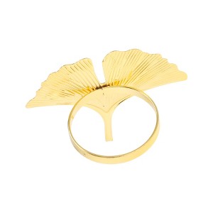 Unique Bargains Napkin Rings Gingko Leaves Stainless Steel 1 Pc - 1 of 3