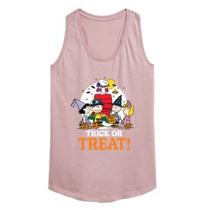 Women's - Peanuts - Trick Or Treat Moonlight Graphic Racerback Tank - 1 of 4