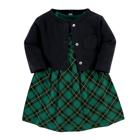 Hudson Baby Quilted Cotton Dress and Leggings, Forest Green Plaid - Hudson  Childrenswear