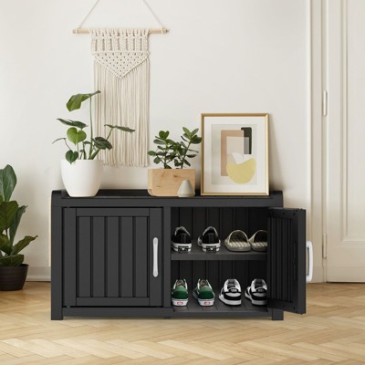 CAVINAS Shoe Cabinet, Storage Bench with Doors for Entryway & Hall
