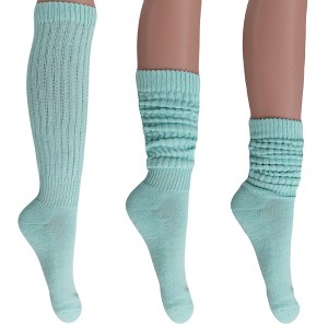 Women's Slouch Socks – Soft Cotton Scrunch Socks, Retro Knee-High Boot Socks for Casual Wear & Comfort (6 Pairs) - 1 of 1