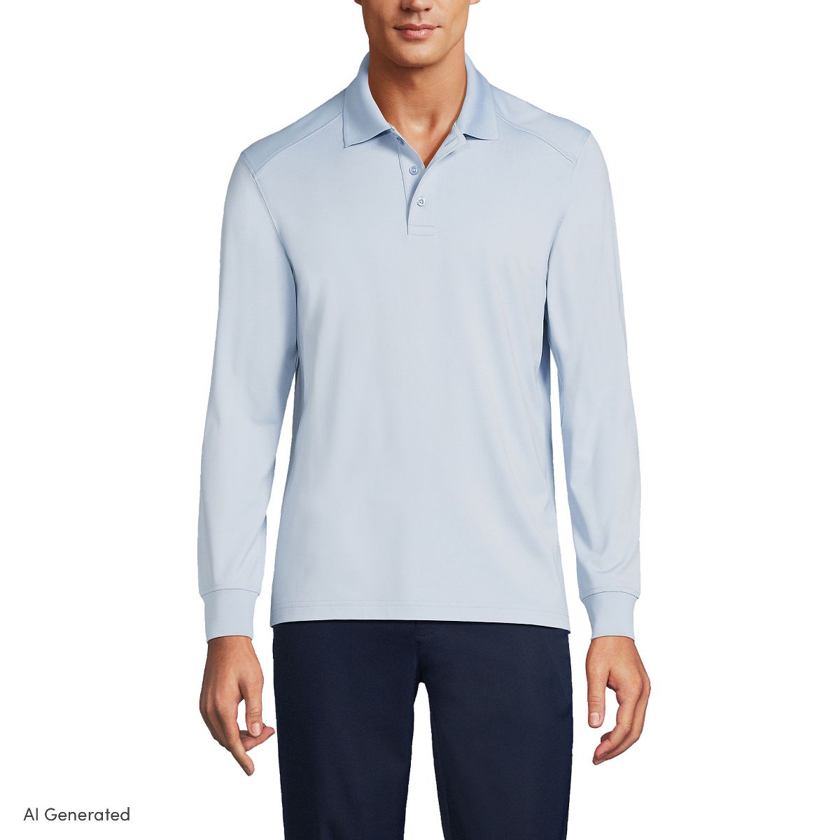Lands' End School Uniform Men's Long Sleeve Rapid Dry Polo Shirt - thumbnail 9