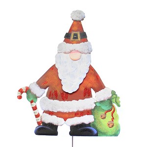 43.0 Inch Santa Gnome. Candy Cane Gift Bag Decorative Garden Stakes - 1 of 3